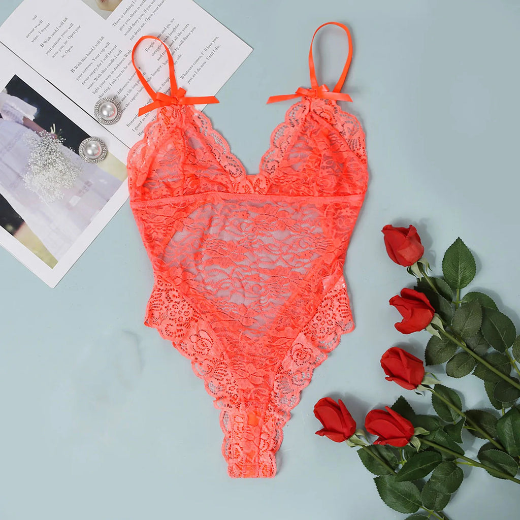 Midnight Lace™ - Body de Encaje Sexy con Escote en V.